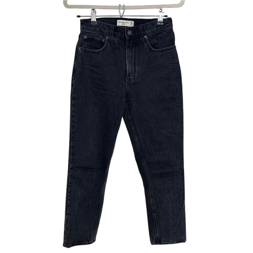 Abercrombie & Fitch Black High Rise Mom Jeans Womens 26/2 Classic Denim